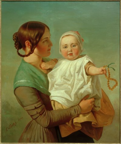 The Amber Necklace (Wife and Daughter) by Emanuel Gottlieb Leutze